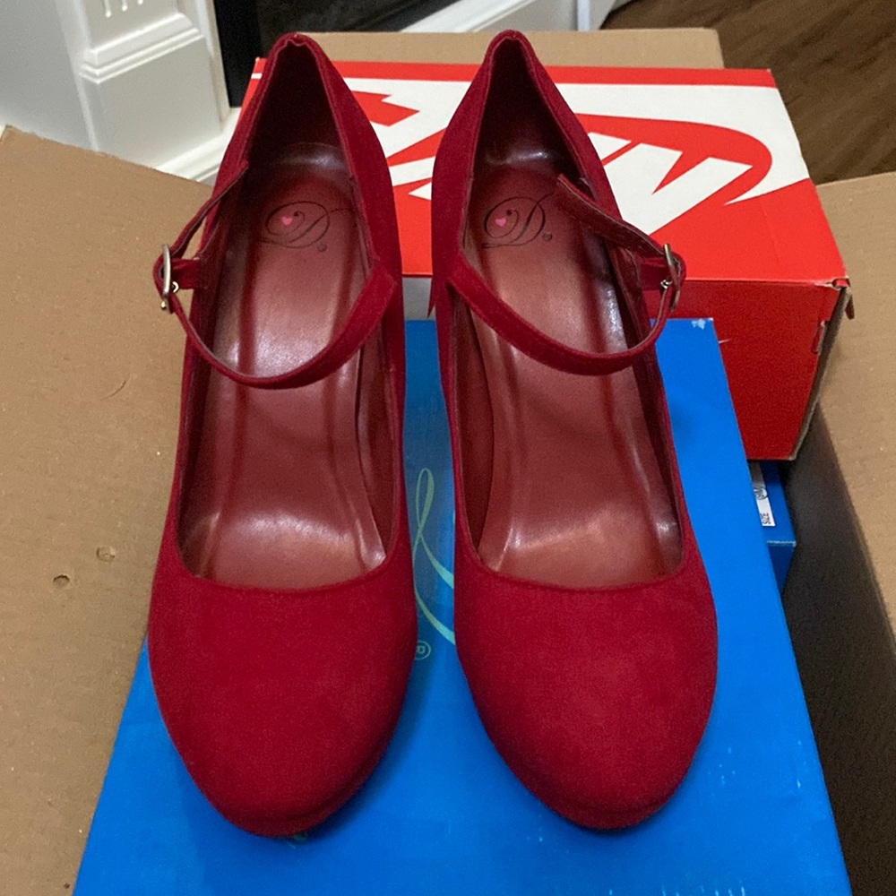 Red closed toe heels